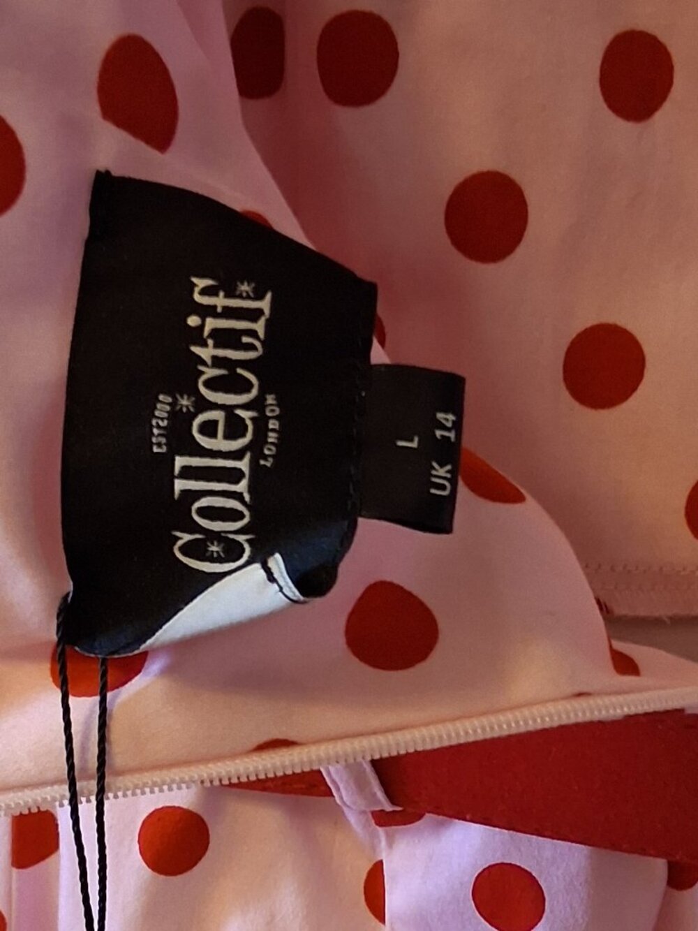 RARE! Pinup Retro Polka Dot Pencil Dress, L, UK 14, NWT, - Picture 7 of 10